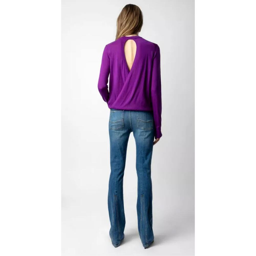 Zadig & Voltaire Emma We Goa Purple Merino Wool Sweater L - Picture 7 of 16